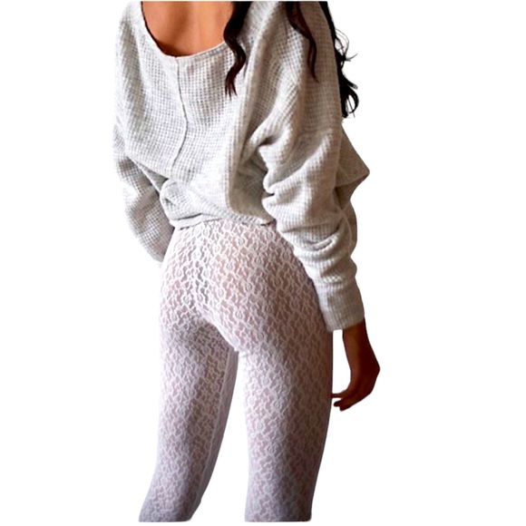 COPY - NWT FP Intimately Layered in Lace Leggings ivory sheer - Picture 3 of 11